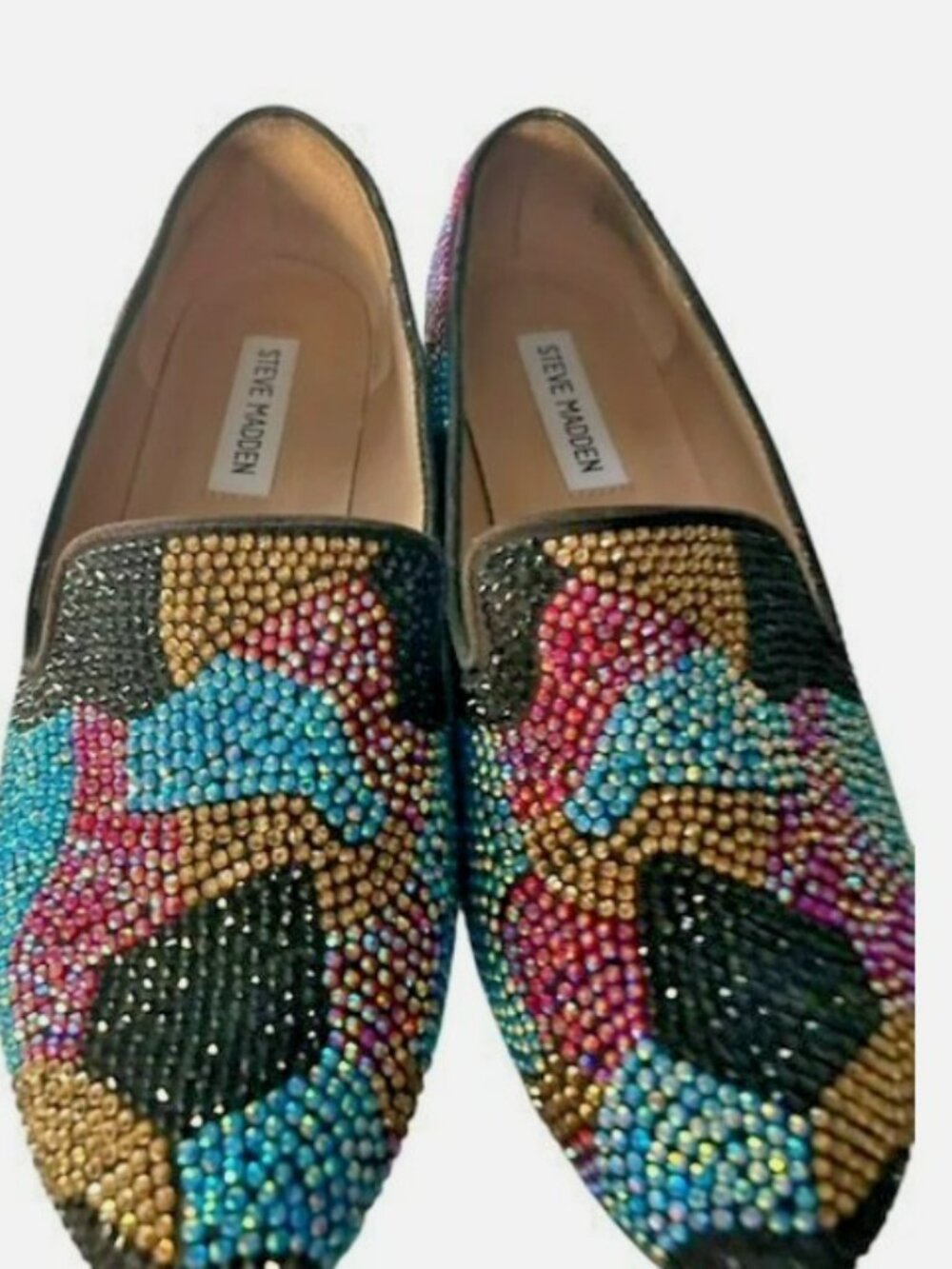 Steve Madden Women's Leather Loafer Concord Multicolor Rhinestone Flats Size 8 - Picture 4 of 9